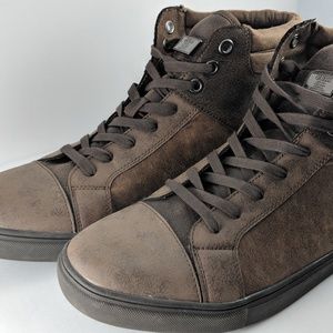 GUESS Los Angeles Brown Leather High Top Sneakers